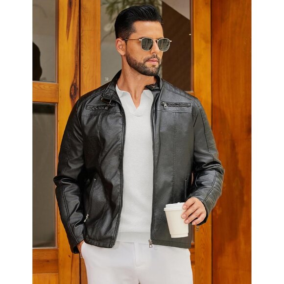 Men's Knit Polo Long Sleeve V-Neck Pullover Sweaters Collared Knitted White - Picture 5 of 6